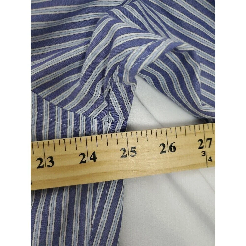 Chaps Shirt Mens Large Striped Purple Blue Button Long Sleeve Pocket - Picture 6 of 7